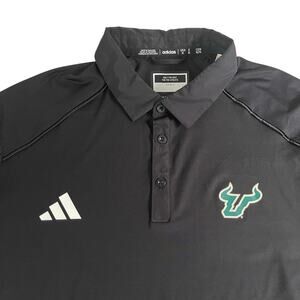 USF Bulls Adidas Polo Shirt Mens XL Black Classic Moisture Wicking HS1301
